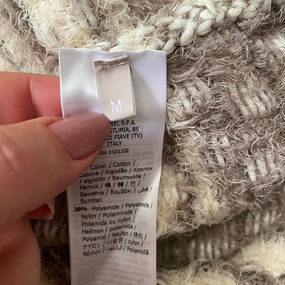 STEFANEL Winter Sweater Women, Light Color cream , white size M Honeycomb design - Picture 11 of 16